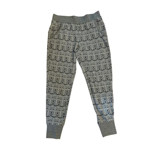 Women L Kavu Rowan Aztec Fair Isle Gray Printed Nordic Joggers Sweatpants Pants - Picture 1 of 6